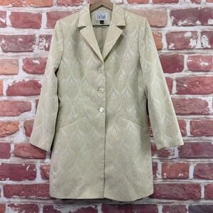 Le Suit Jacket Women's 10 Tan Brocade Long Blazer Coat Dressy Formal Office